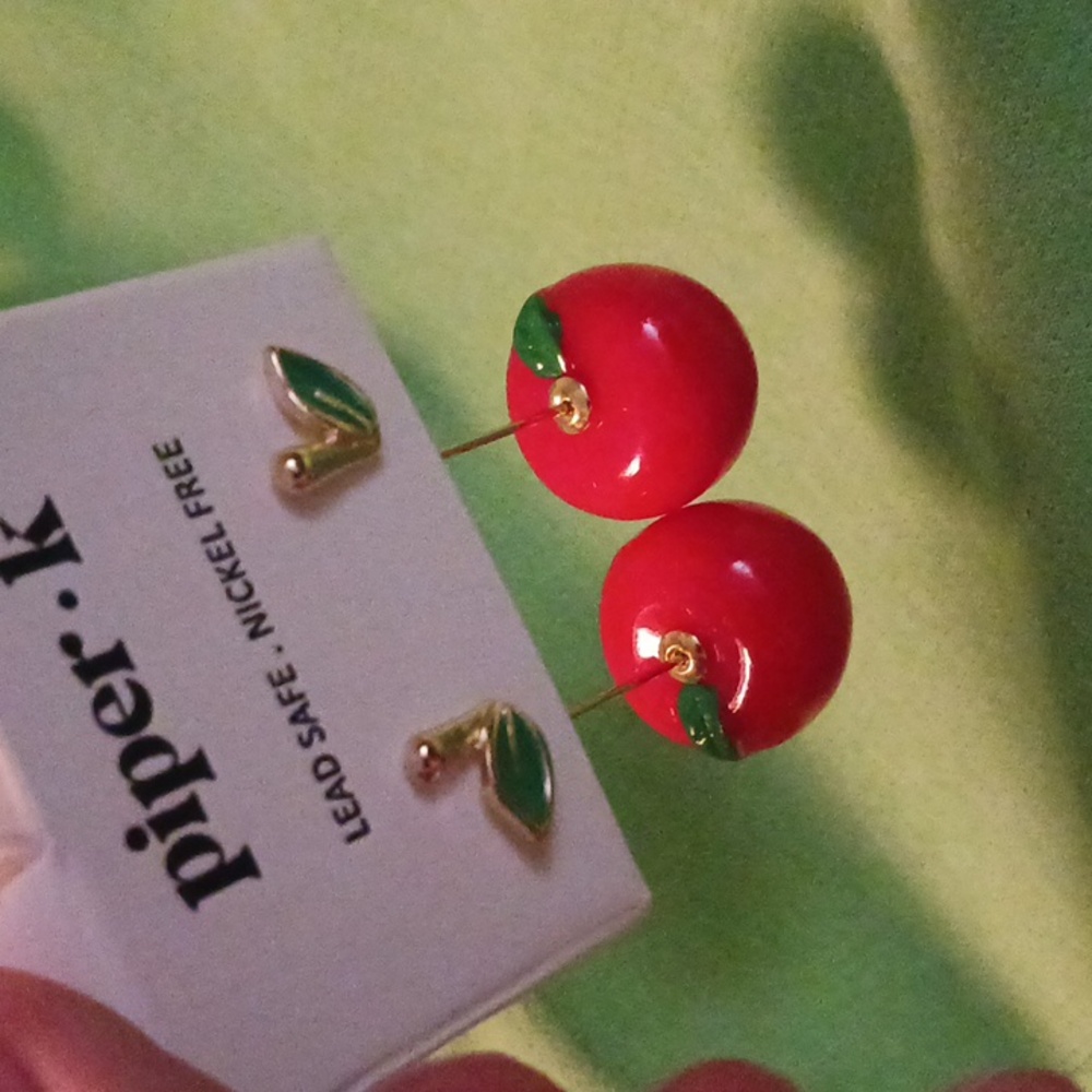 Piper K Cherry Earrings X Pierced EARS NEW
